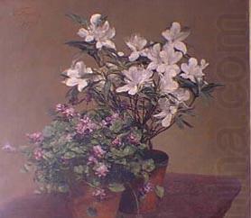 Violettes et azalees, Henri Fantin-Latour